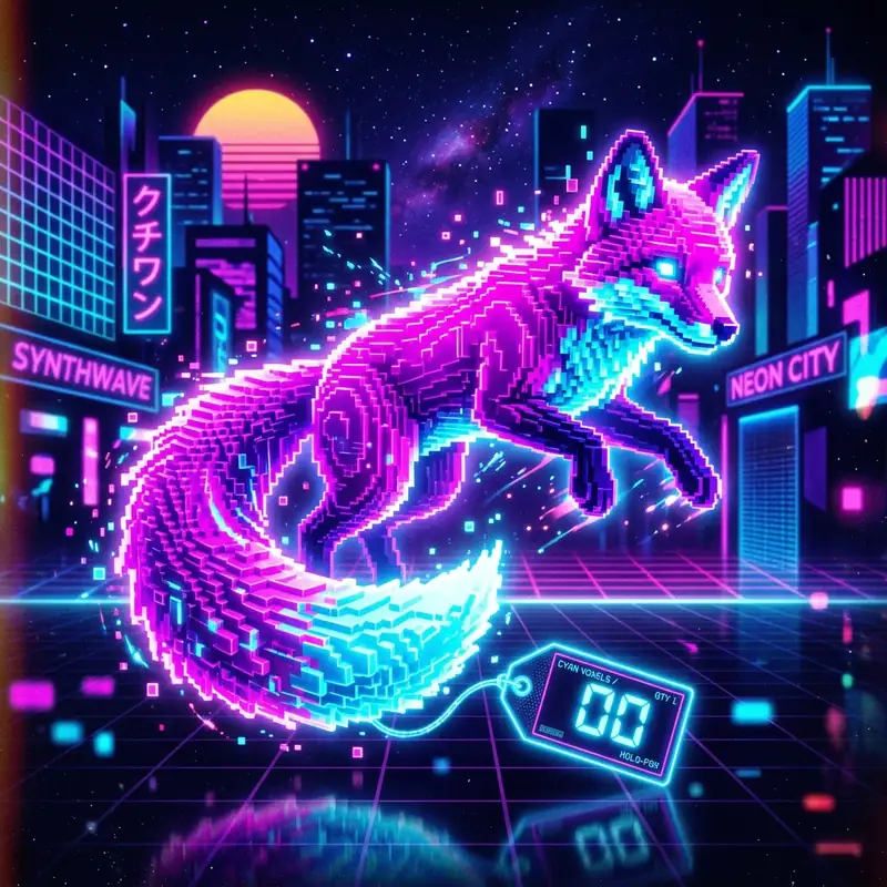 Glitch the Holographic Fox Mascot